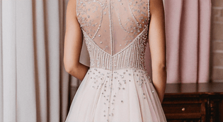  Stunning A-Line Dresses with Exquisite Beadwork and See-Through Necklines