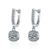 Diamond Inlaid Short Hollow Zircon Earrings with Copper-White Gold Plating