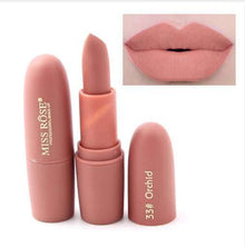  Matte moisturizing lipstick in orchid shade, long-lasting and hydrating.