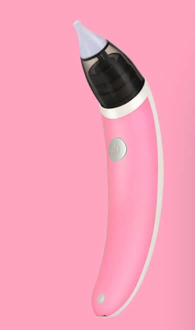 Children's electric nasal aspirator in pink with soft tip for safe and effective mucus removal.