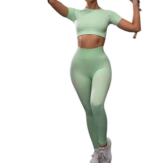 Seamless Yoga Sport Fitness Women Leggings and Short Sleeve TopsEnhance your yoga experience with our Seamless Yoga Sport Fitness Women Leggings and Short Sleeve Tops! Made of seamless fabric, our sportswear provides maximum comfYoga SetsPlush Fashions ShopPlush Fashion ShopSeamless Yoga Sport Fitness Women Leggings