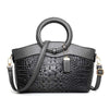 Luxury crocodile print handbag for moms with large size, horizontal square shape, and elegant design.