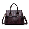 Ladies Tote Shoulder Messenger Handbag with crocodile pattern, PU material, and multiple compartments.