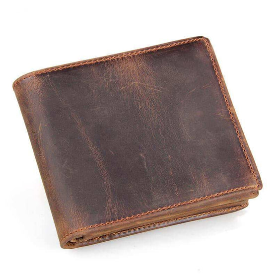 Men's luxury leather wallet with zipper and compartments.