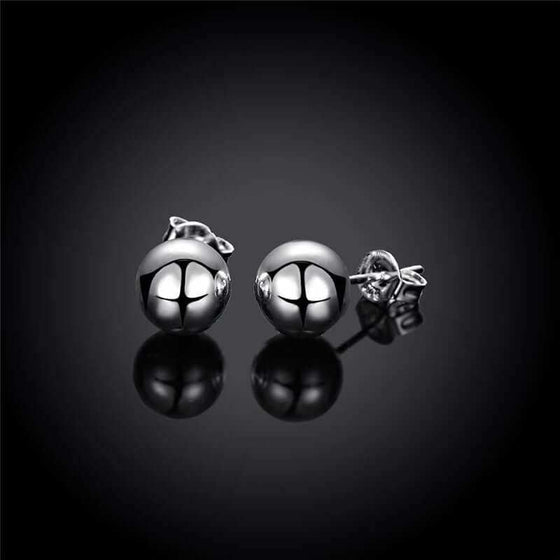 Creative 6M 8M 10M Bead Stud Earrings in silver-plated copper with bold geometric design.