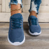 Fashion blue running soft bottom comfortable women's shoes with mesh lining.