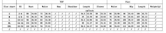 Size chart for Personality Fashion Leather Suit Women, available in sizes S-XXL with measurements in cm/inch.