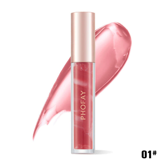 PHOFAY Rose Blooming Hydrating Lip Gloss with luxurious moisture and soft finish.