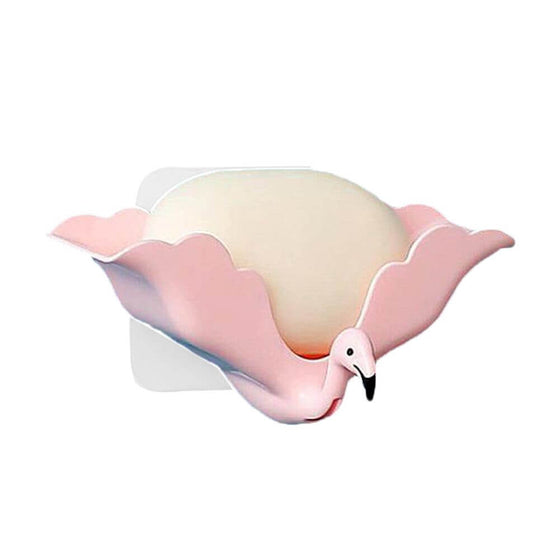 Flamingo design soap dish with drain holes and strong bearing capacity.