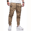 Youth Fashion Casual Tether Loose Cargo Ankle Banded Pants in khaki, featuring a straight-leg design and banded cuffs.