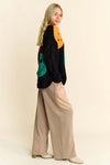 Contrast Smile Round Neck Oversize Sweater with playful design and relaxed fit.