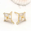 Stone Plated 14K Real Gold Earrings with mirror polish and 925 silver needle.