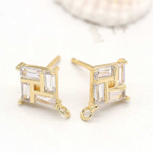  Stone Plated 14K Real Gold Earrings with mirror polish and 925 silver needle.