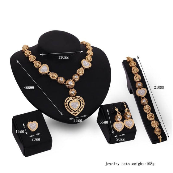 Foreign trade classic alloy jewelry set for brides, featuring four pieces for a wedding.