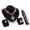 Four-piece classic alloy bridal jewelry set with necklace, earrings, bracelet, and ring.