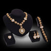 Foreign trade classic alloy jewelry bridal set with necklace, earrings, bracelet, and ring.