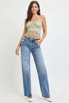 RISEN Full Size High Rise Straight Leg Jeans with Pockets, stretchy fabric, flattering fit, everyday wear.