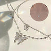 Elegant silver butterfly necklace with double layer clavicle chain jewelry gift.