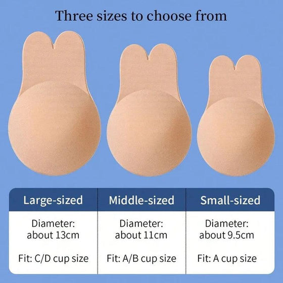 Silicone Adhesive Push-Up Bra with Reusable Breast Lift Tape in three sizes.