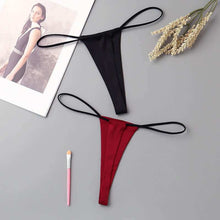  Minimalist low waisted underwear, black and wine red, with one rope design, polyester cotton blend.