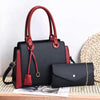 Women's fashion handbags, trendy shoulder bags, PU material, black and red design.