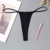 Minimalist low waisted underwear, black, polyester cotton blend, T-back style.