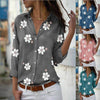 Women's solid color floral print long-sleeved shirt in multiple colors, vintage summer style.