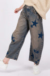 Women's Star Wide Leg Jeans with Pockets for stylish comfort.