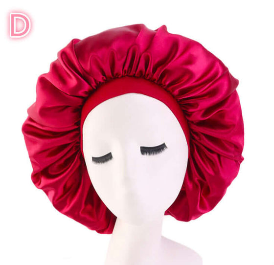 Beauty print Satin silk Bonnet sleep night cap in red.