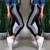 Women's PU side ribbon stitching casual trousers with high-waisted design.