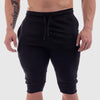 Fashionable black sports fitness shorts for men, comfortable high-quality cotton, ideal for active wear.