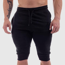  Fashionable black sports fitness shorts for men, comfortable high-quality cotton, ideal for active wear.