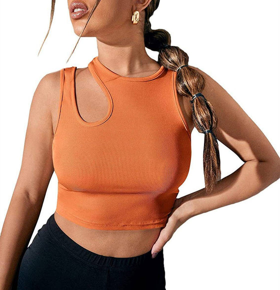 Women's T-Shirt Fashion Hollowed-out Camisole in Orange