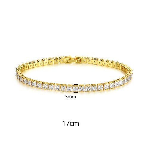 Fashion simple tennis bracelet with sparkling zircon, 17cm length.