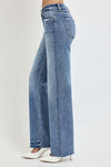 RISEN full size high rise straight leg jeans with pockets, high-waisted and stretchy denim.