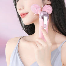  Face Slimming Roller Vibration Facial Beauty in use, cherry blossom powder color.