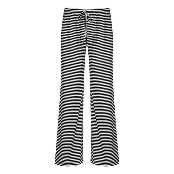 Women's Striped Fashion Casual  Home  Wide-leg PantsElevate your wardrobe with our Women's Striped Print Trousers! Made from high-quality polyester fiber, enjoy a comfortable and stretchy fit with a low waist design. PantsPlush Fashions ShopPlush Fashion ShopWomen'