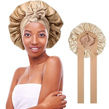  Double layered silk bonnet hair care sleeping hat with elastic tie band for women.