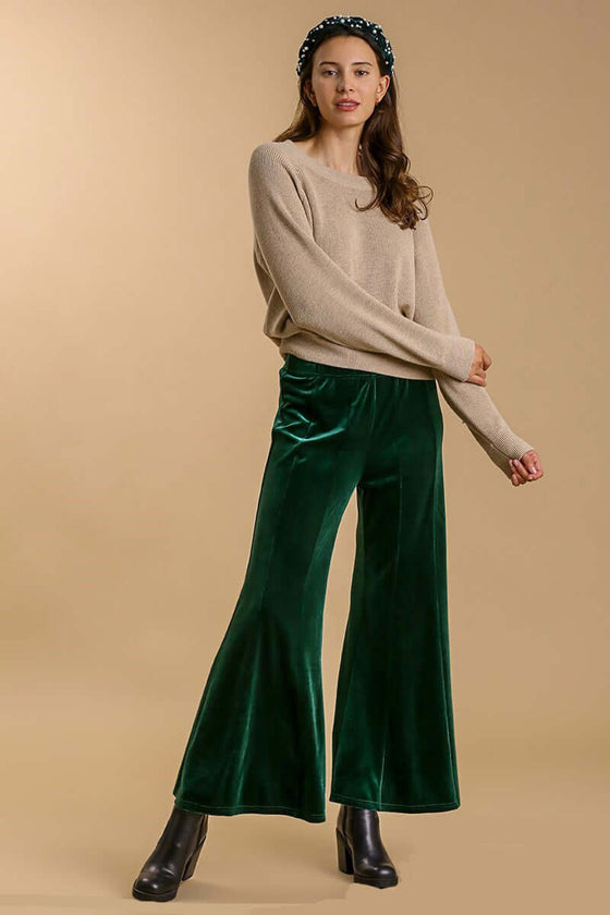 Umgee High Rise Elastic Waist Flare Pants