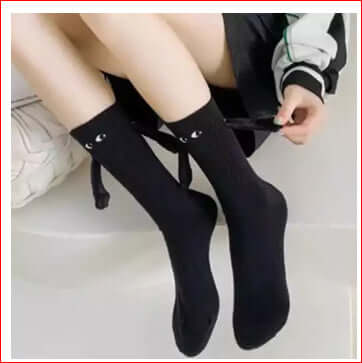 Couple Magnetic Handle Cute Hand Socks with festive design and magnetic grips.