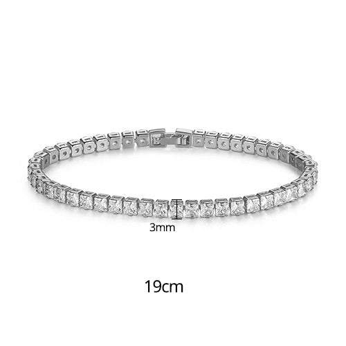 Fashion Simple Tennis Bracelet for Women with Sparkling Zircon, 19cm.