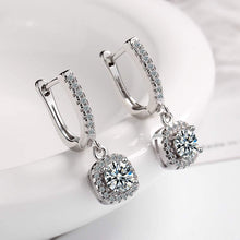  Diamond Inlaid Short Hollow Zircon Earrings with Copper-White Gold Plating