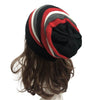 Colorful striped wool hat with knitted design for outdoor warmth and style.