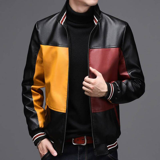 Leather men's casual jacketElevate your style with our leather men's casual jacket. The stand-up collar and zipper placket add a touch of sophistication, while the non-iron treatment makes it Men's leather jacketPlush Fashions ShopPlush Fashion ShopLeather men'