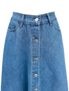 Buttoned Midi Denim Skirt with pockets, cotton blend, stylish and comfortable.