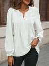 Notched Flounce Sleeve BlouseUnleash your inner fashionista with our Notched Flounce Sleeve Blouse! Made with ruffled flounce sleeves and sheer, lightweight material, this blouse adds a touch ofBlousesPlush Fashion ShopPlush Fashion ShopNotched Flounce Sleeve Blouse