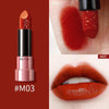 Lipstick Moisturizing Matte Matte Lipstick in vibrant red shade with swatch and lip application.