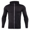 Black zip-up sport hoodie with a comfortable fit and stylish design, perfect for athletic activities and casual wear.