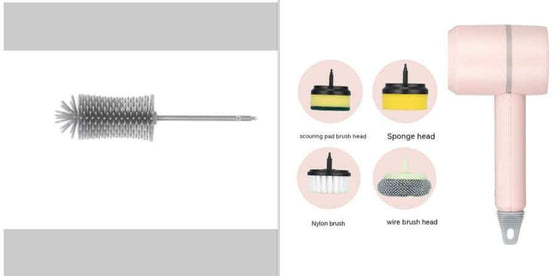 Electric Cleaning Dishwashing Brush with Interchangeable Heads, USB Rechargeable, Cordless Design, Automatic.