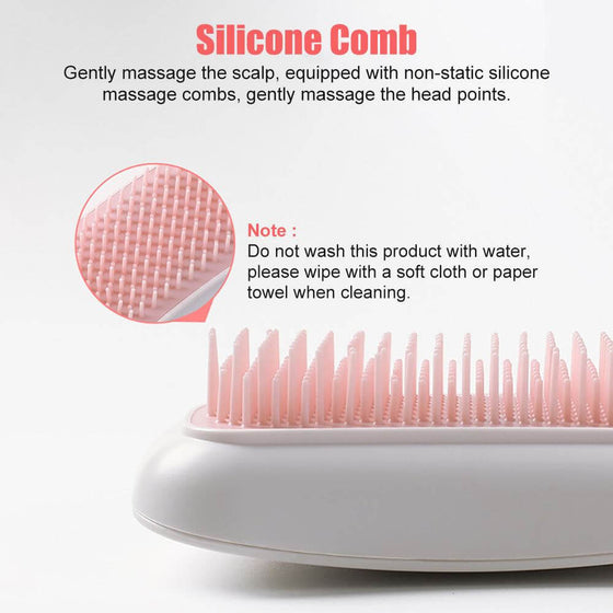 Electric scalp massager with silicone comb for soothing head massage and scalp care.